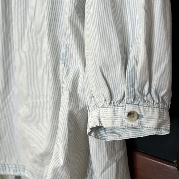 Free People We The Free Women Size Large Light Blue Striped Oxford Swing Tunic - Picture 4 of 6